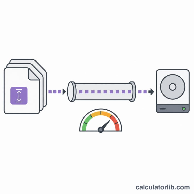 Files flowing through a connection from source to destination with a speed gauge