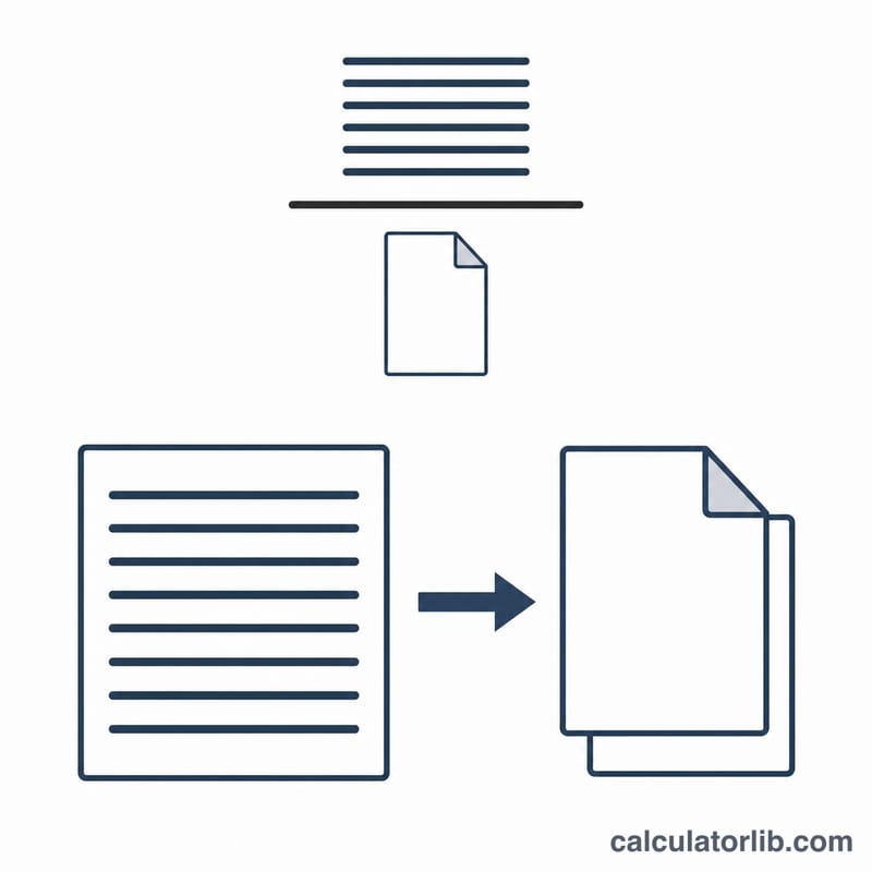 Diagram showing words divided by words-per-page equals number of pages