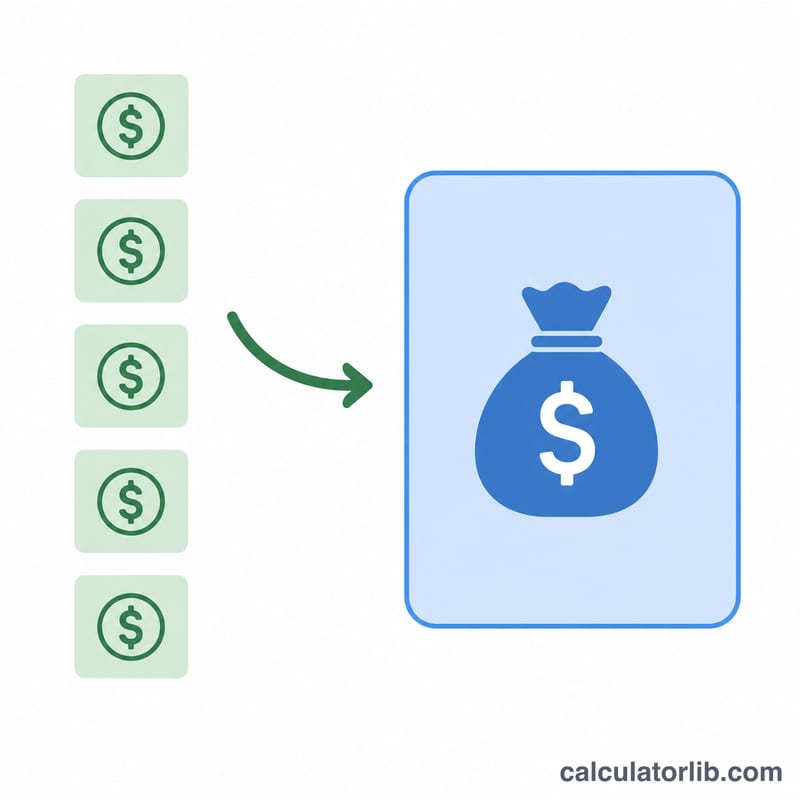 Diagram showing monthly budget payments flowing backward into a single loan amount
