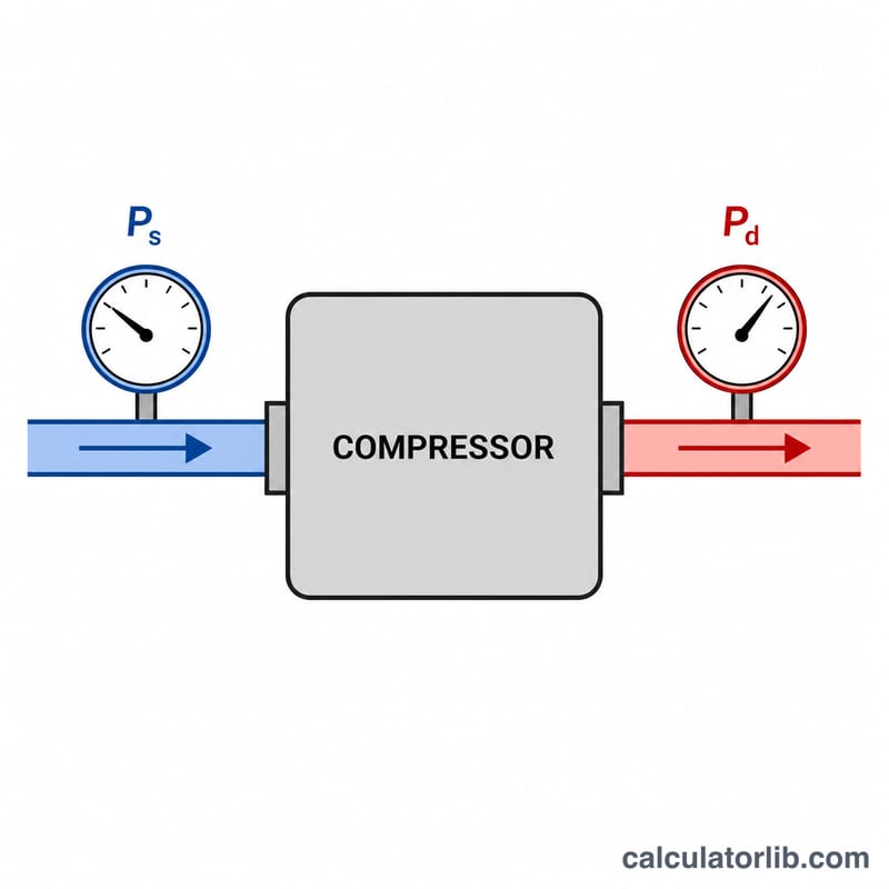 Compressor with low-pressure suction inlet and high-pressure discharge outlet