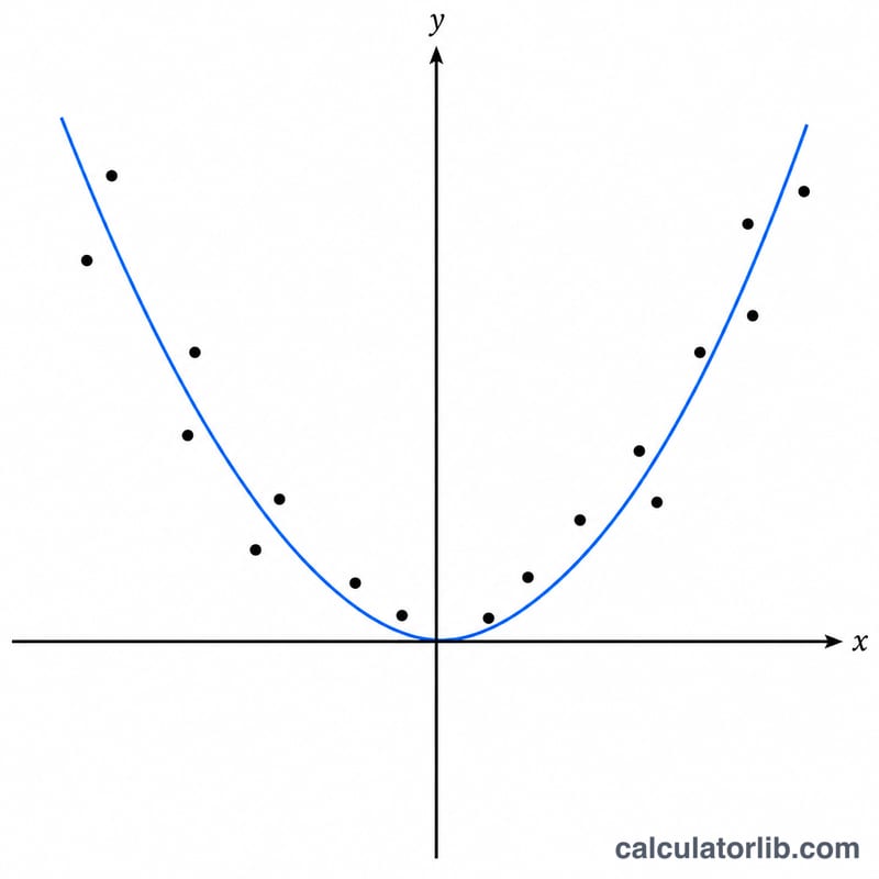Scatter of data points with a smooth parabola curve fitted through them