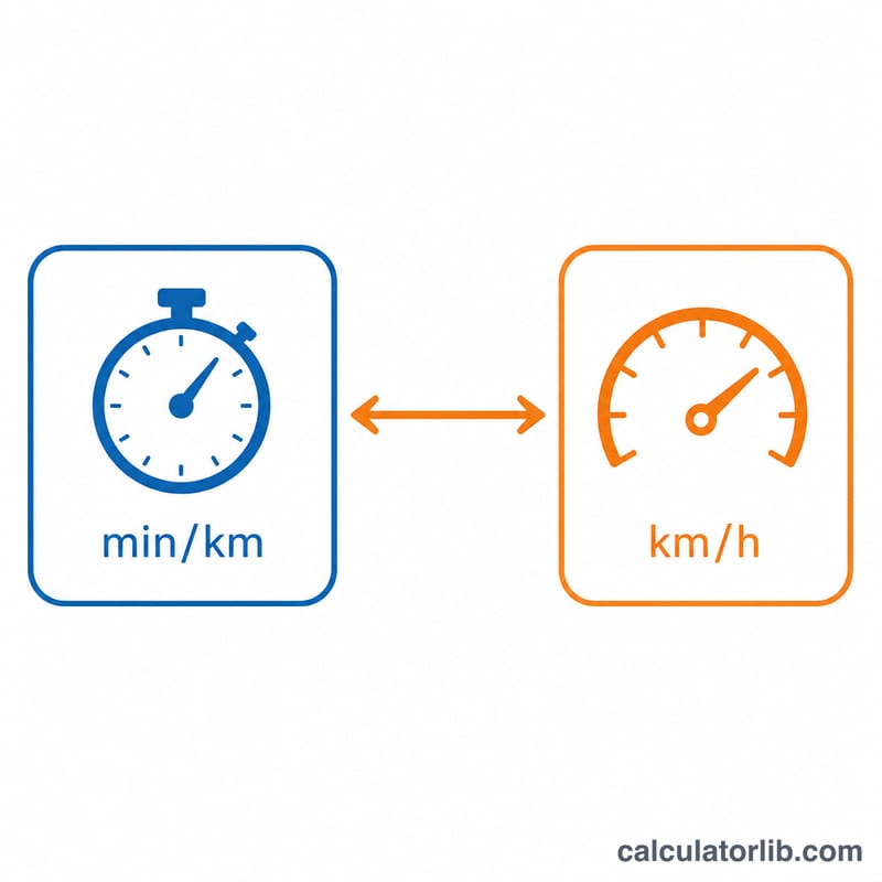 Schéma reliant l'allure en minutes par kilomètre à la vitesse en kilomètres par heure