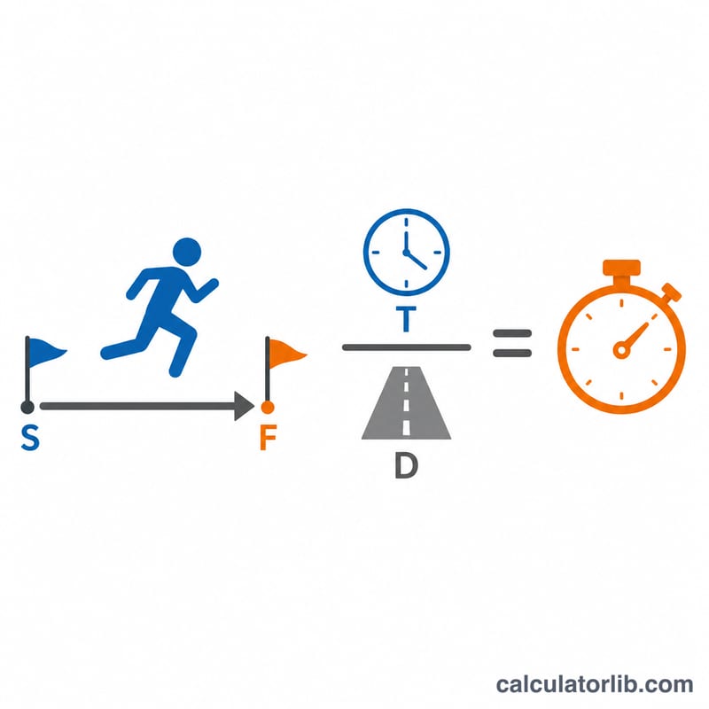 Diagram showing pace equals time divided by distance with a runner on a track
