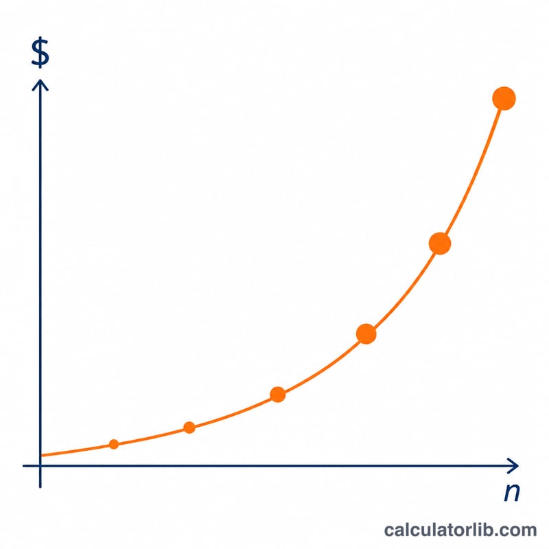 Upward exponential curve showing rent growing each year due to inflation