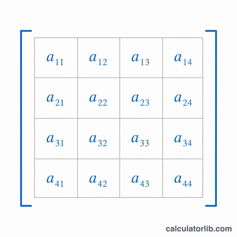 A 4 by 4 grid of matrix entries labeled with subscripts