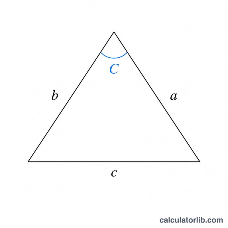 Triangle with sides a, b, c and angle C opposite side c