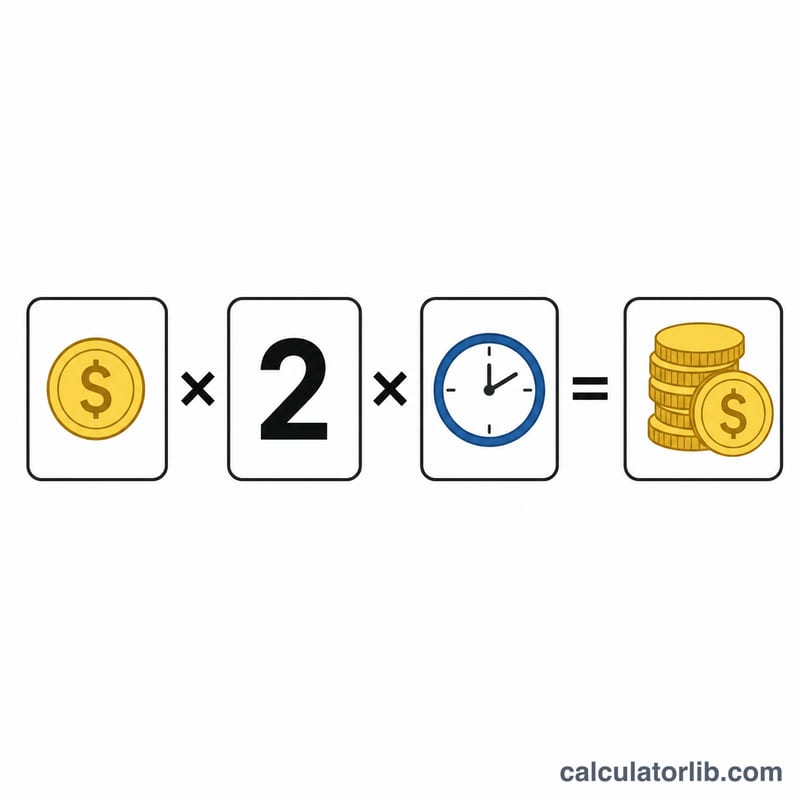 時給×2×時間数＝倍額賃金を示す図