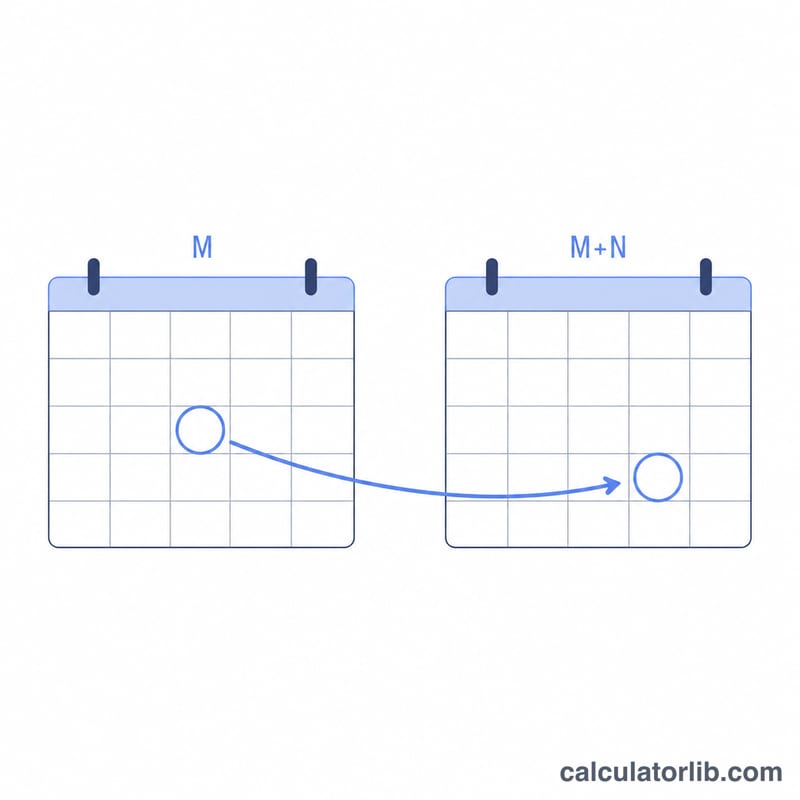 Calendar arrow showing a date shifted forward by several months