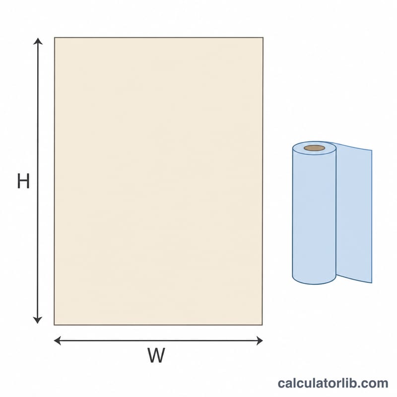 Rectangular wall with width and height labeled