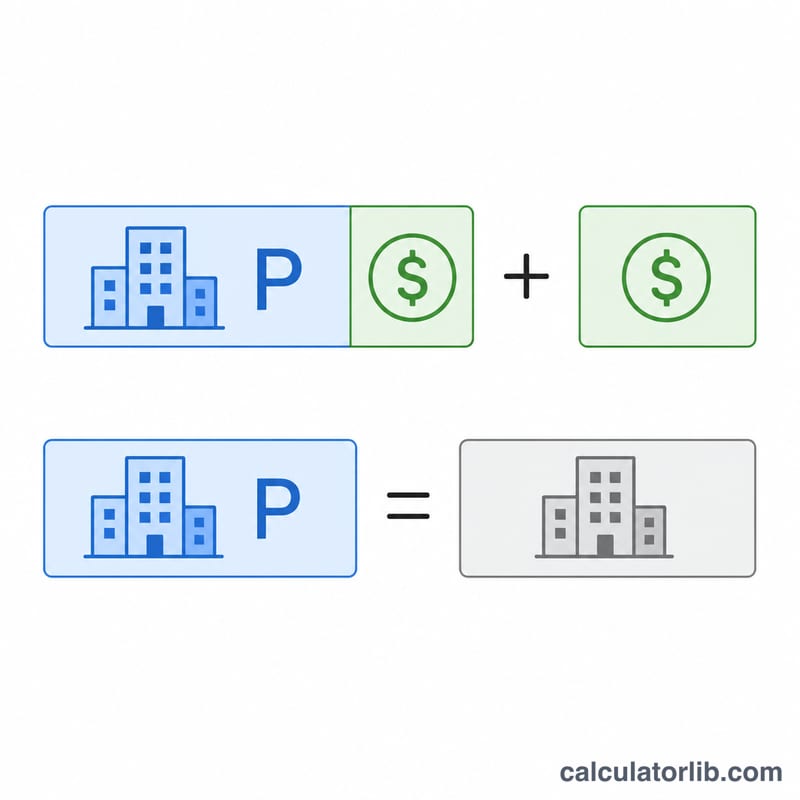 Diagram showing pre-money valuation plus investment equals post-money valuation