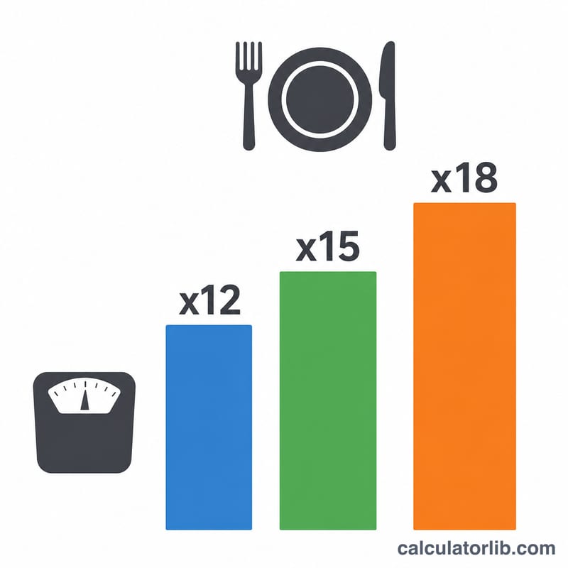 Bar chart comparing the three calorie multipliers for cut, maintain and bulk