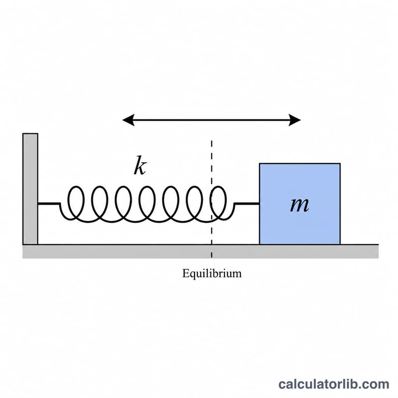 Mass attached to a horizontal spring oscillating about an equilibrium position