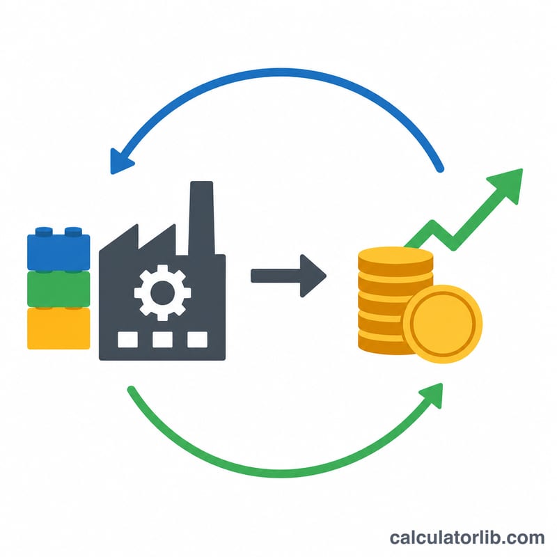 Flat diagram showing assets converting into sales revenue