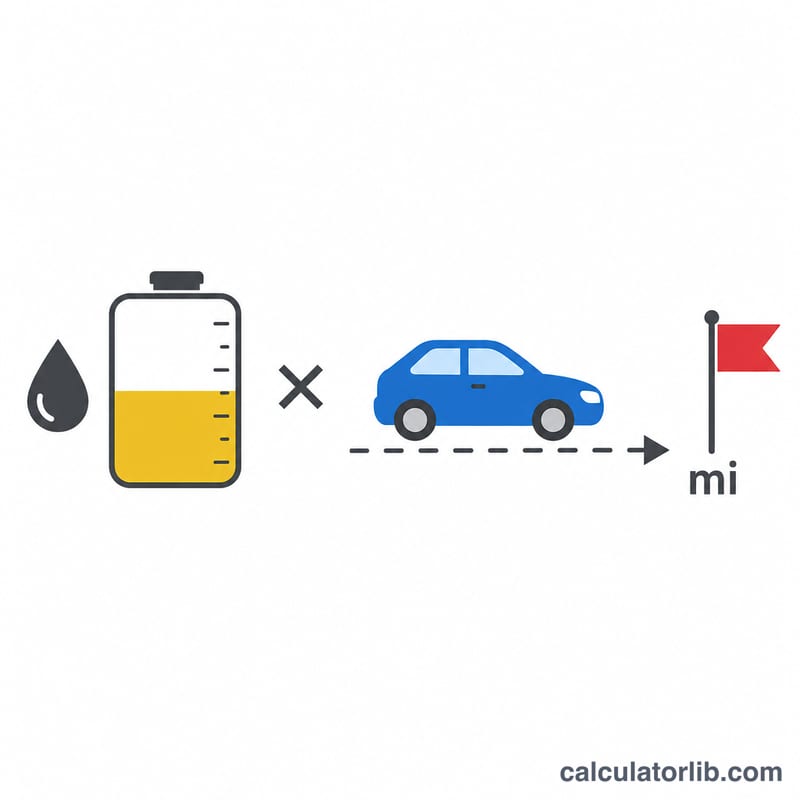 Sơ đồ cho thấy nhiên liệu còn lại nhân với MPG bằng số dặm còn lại