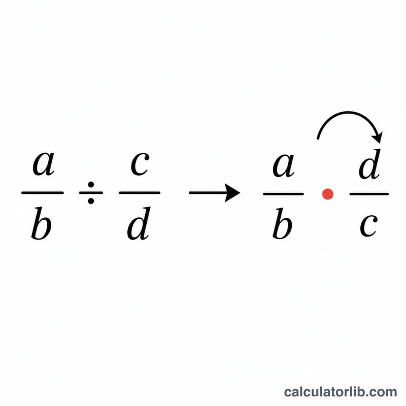 Diagram showing keep-change-flip rule for dividing two fractions