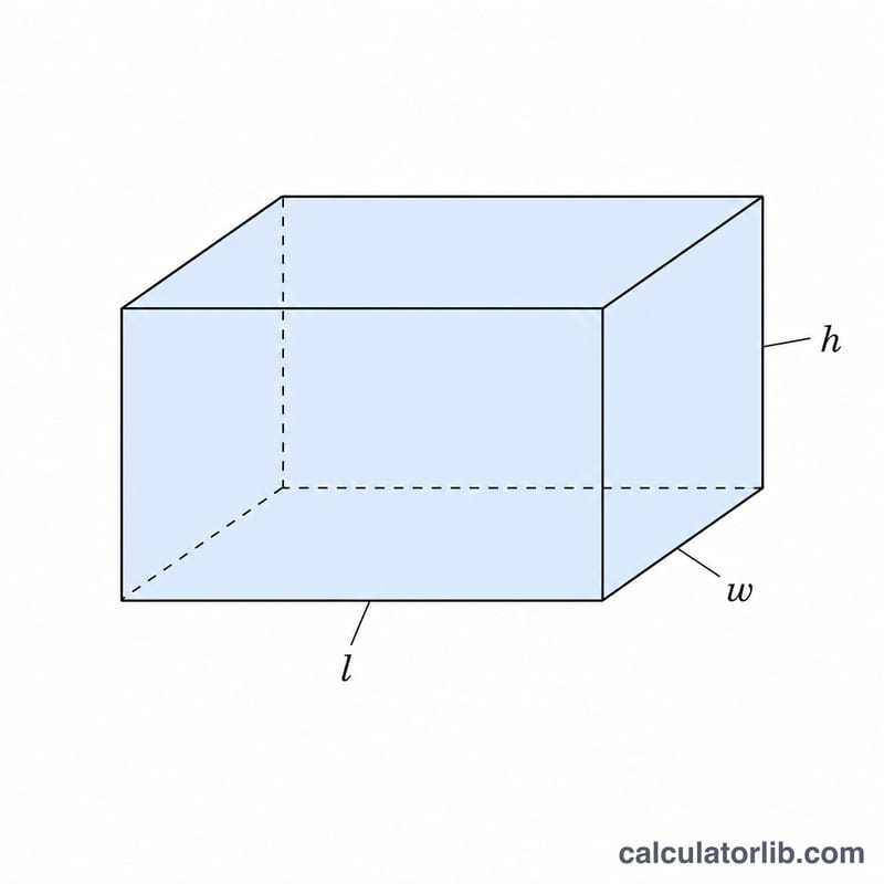 Rectangular prism with length, width and height labeled
