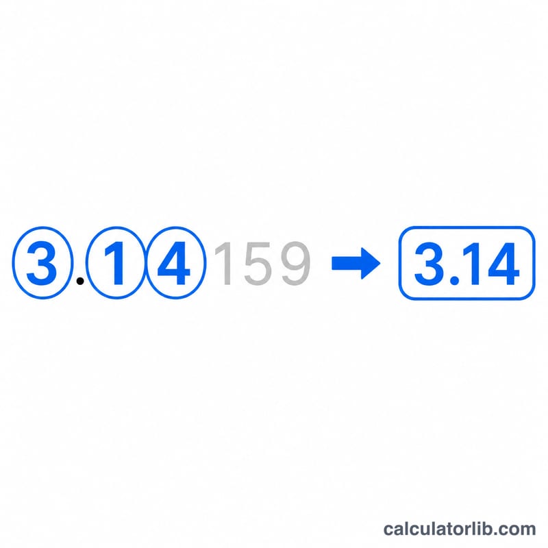 A number with its significant figures highlighted and trailing digits dropped after rounding