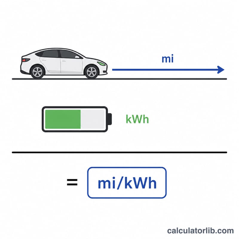 Diagrama que muestra la autonomía del vehículo eléctrico determinada por la distancia recorrida y la energía de la batería consumida