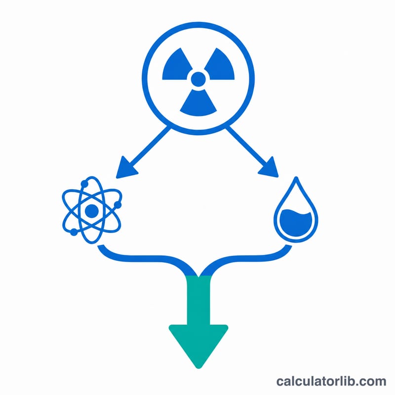 Diagram showing physical decay and biological excretion combining into faster effective elimination