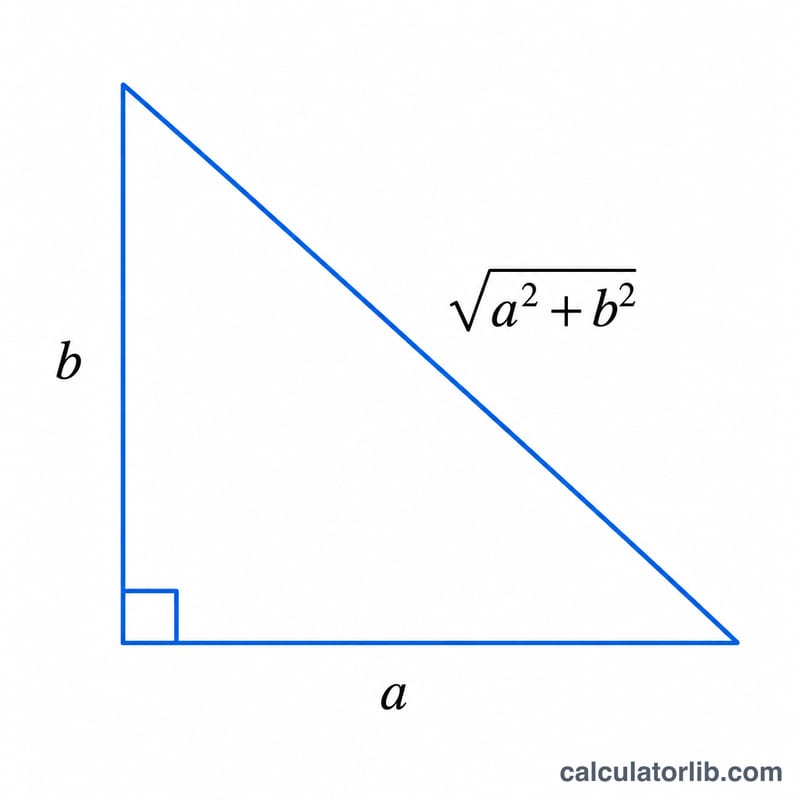 Right triangle with legs a and b and hypotenuse formed from the legs