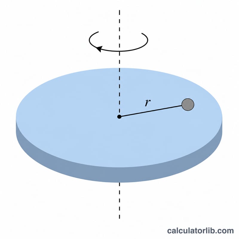 Spinning disk with rotation axis through its center and a small mass element at radius r