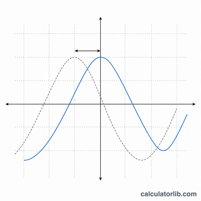 Sine wave shifted horizontally relative to a reference sine wave