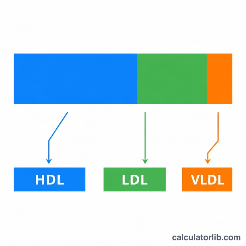 Sơ đồ cho thấy LDL bằng cholesterol toàn phần trừ HDL trừ triglyceride chia cho năm