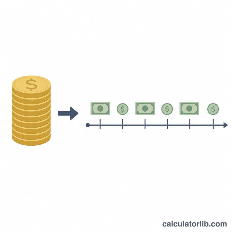 A savings nest egg converting into a stream of equal monthly payments