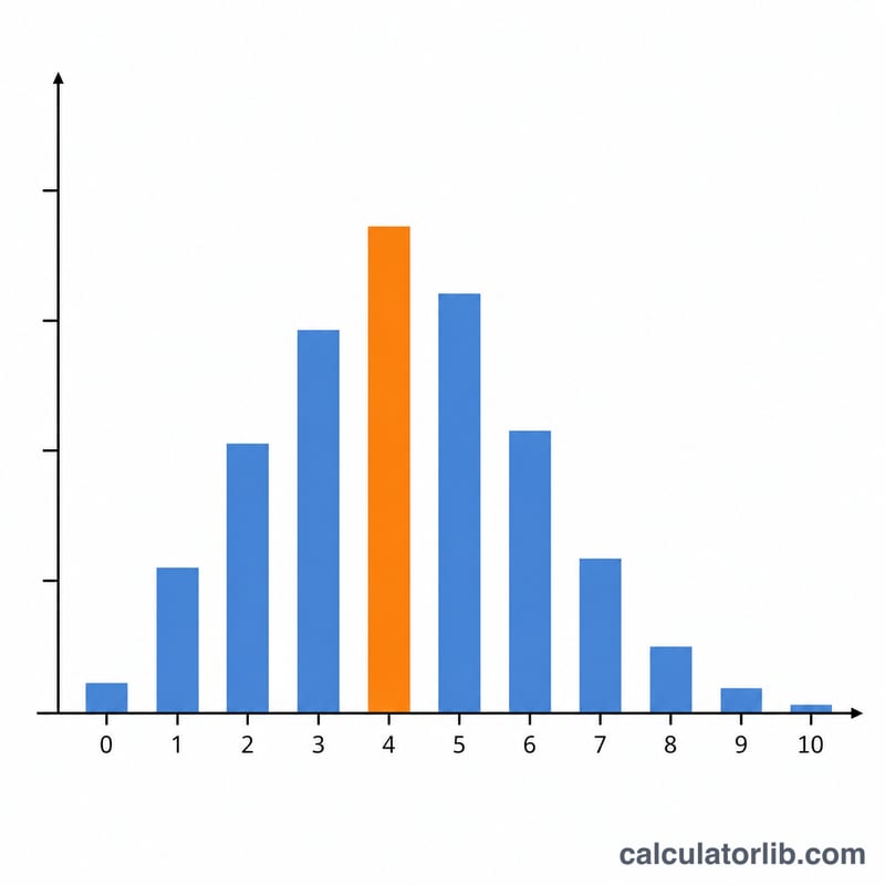 Bar chart of Poisson distribution with one bar highlighted at value k