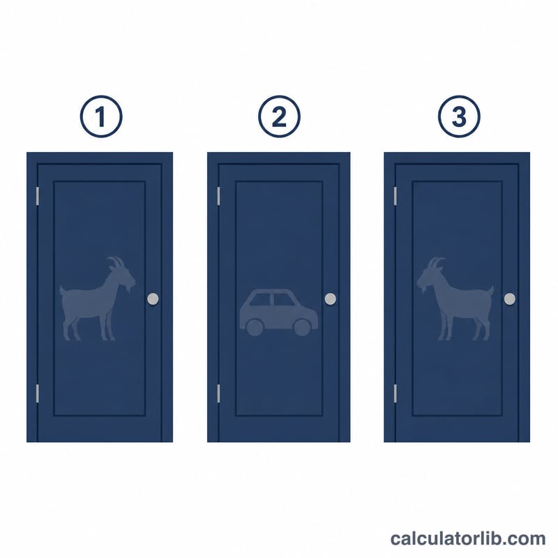 Three closed doors, two hiding goats and one hiding a car