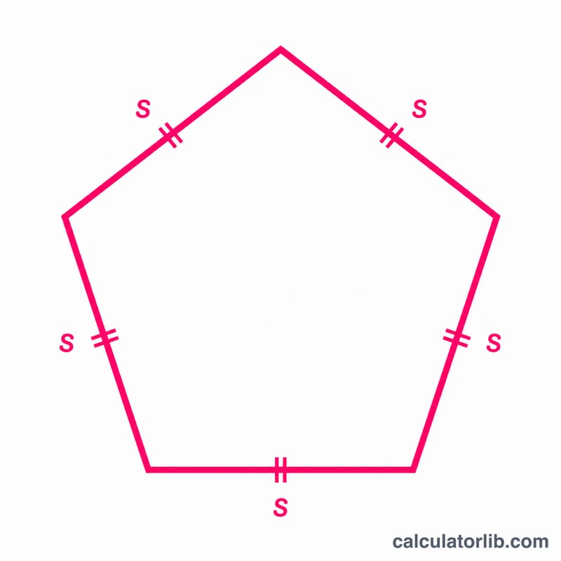 Regular pentagon with five equal sides each labeled s