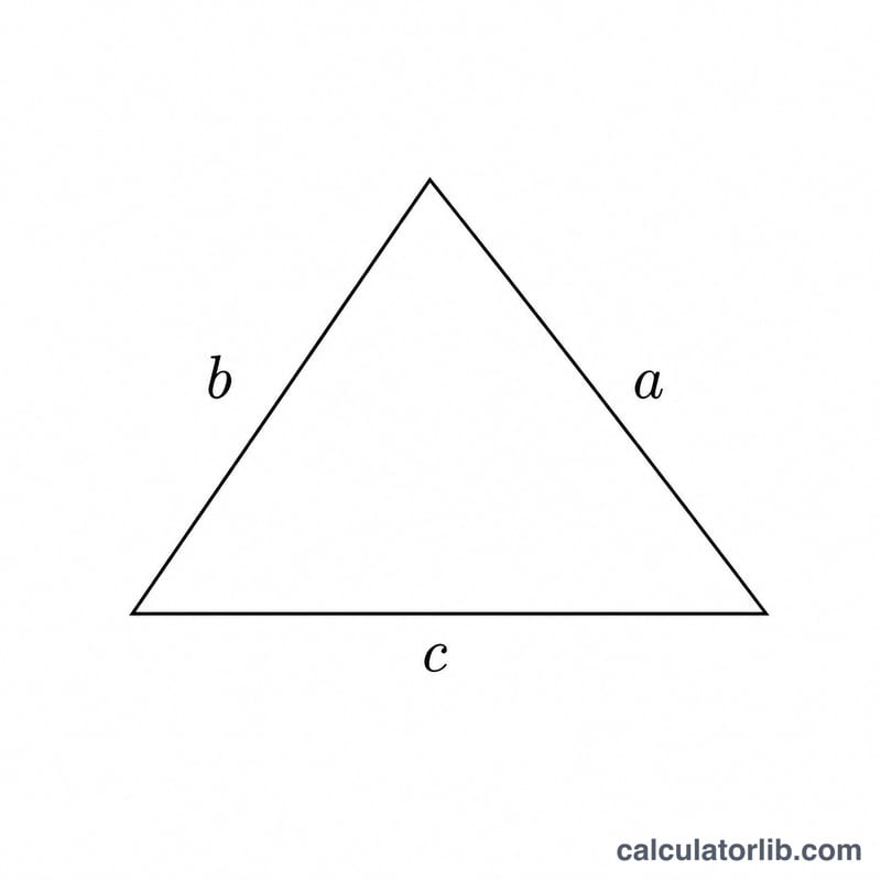 Triangle with three sides labeled a, b, c as fractions