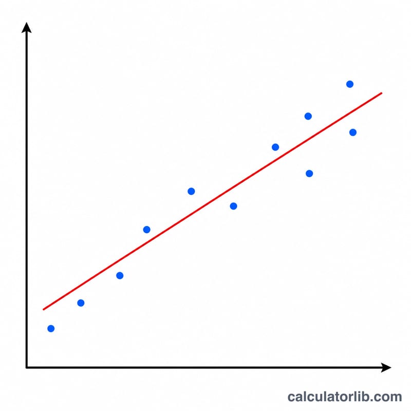 Scatter plot with a straight line of best fit through the points
