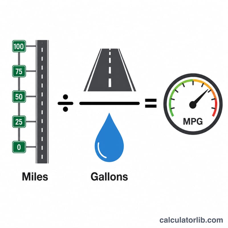 Sơ đồ thể hiện số dặm đã đi chia cho số gallon đã dùng bằng MPG
