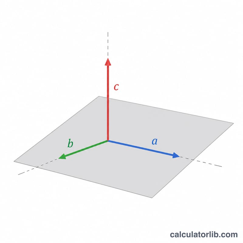 Two 3D vectors a and b with their cross product perpendicular to both