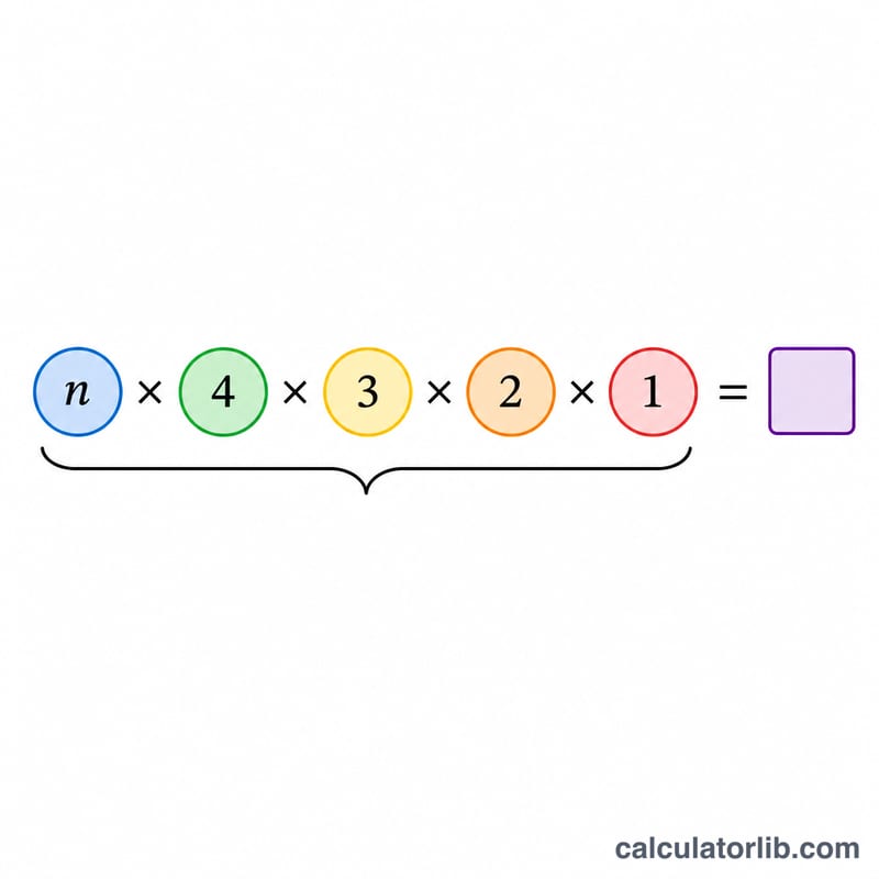 Factorial expansion shown as multiplication of descending integers