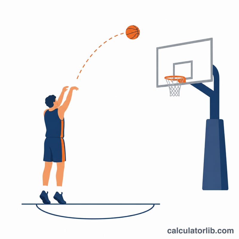 Basketball player shooting a free throw at the foul line toward the hoop
