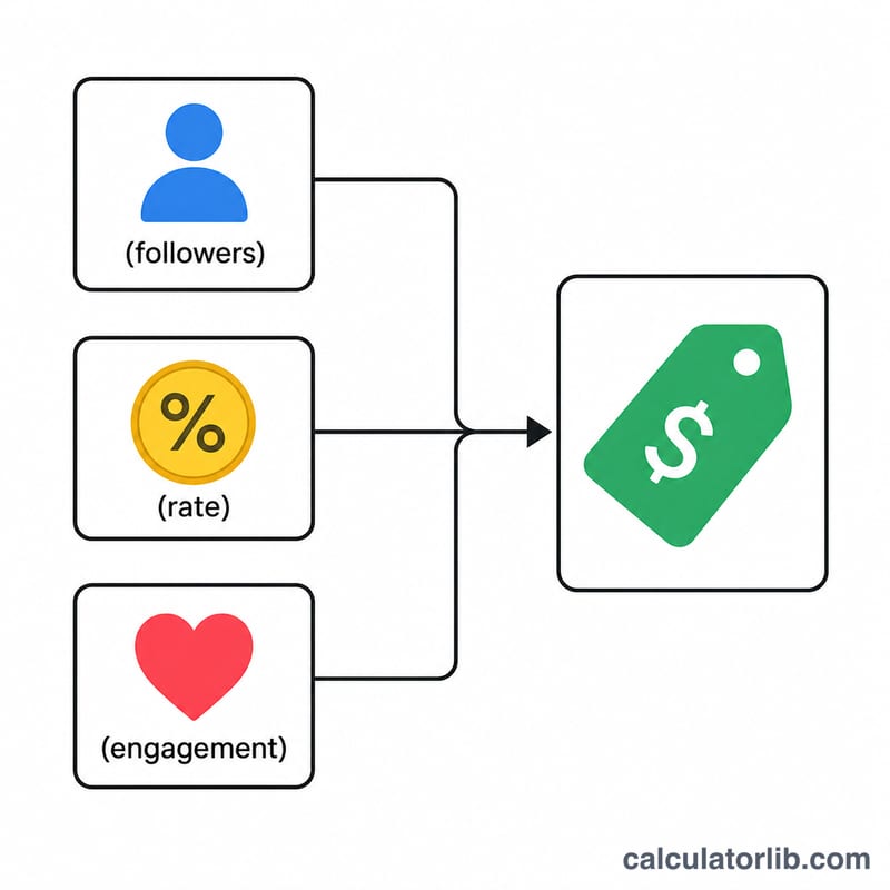 Diagram showing followers, rate, and engagement combining into a sponsored post price