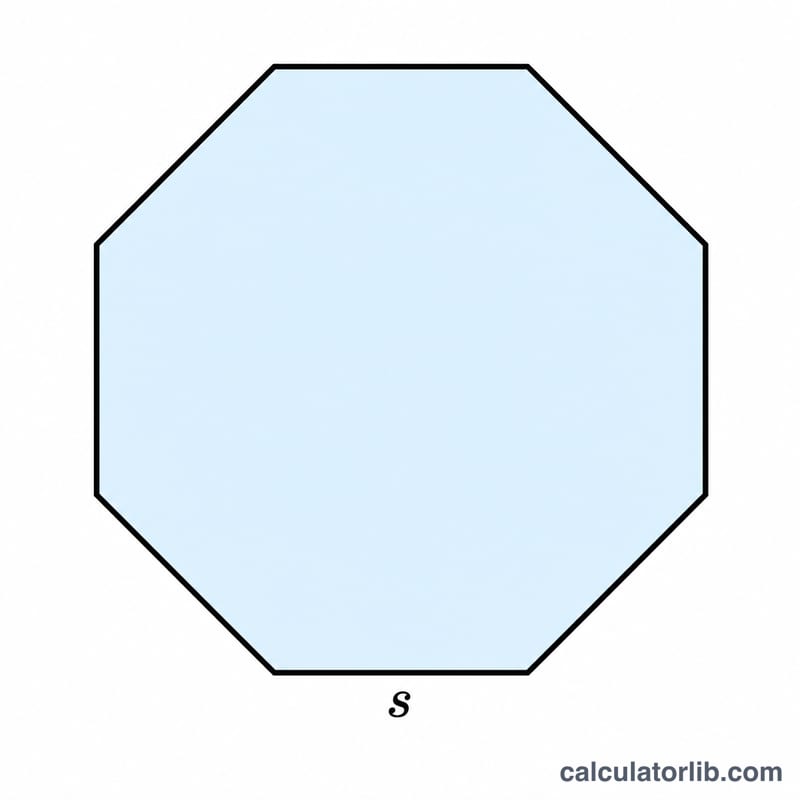 Regular octagon with one side labeled s