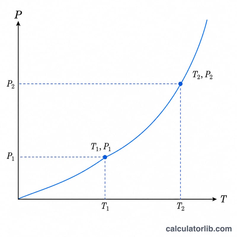 Curve showing vapor pressure rising with temperature for a liquid