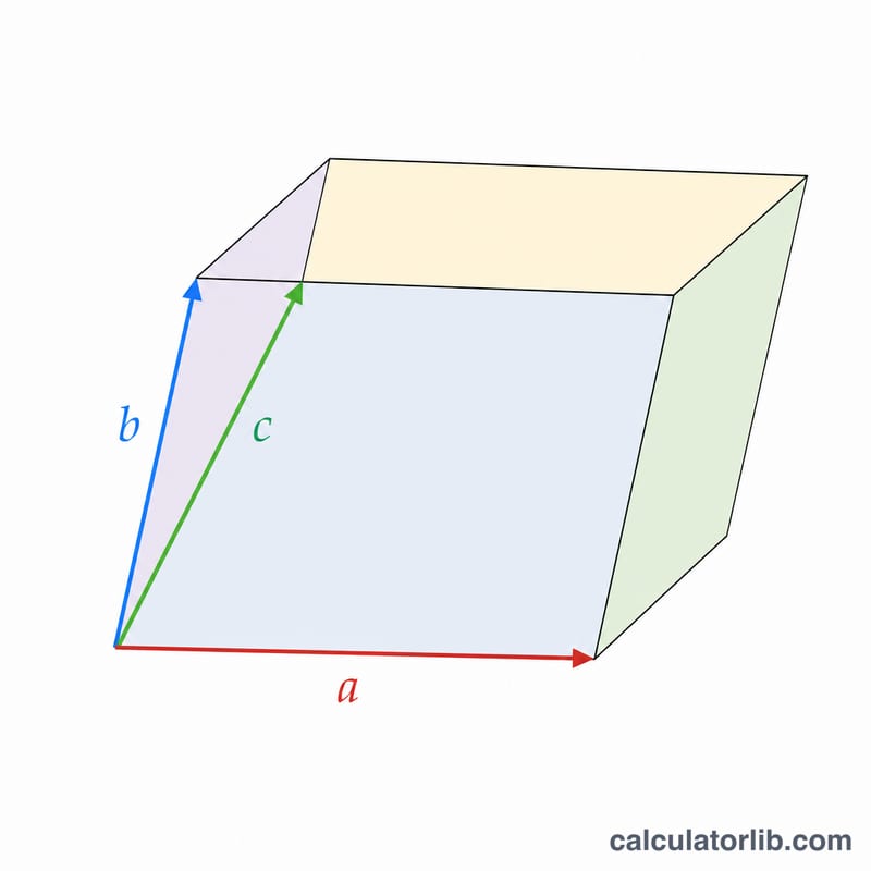 A 3D parallelepiped defined by three edge vectors from a common corner