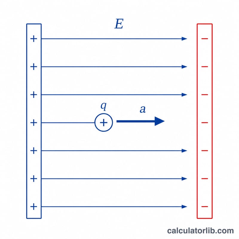 Charged particle accelerating between two charged plates in a uniform electric field