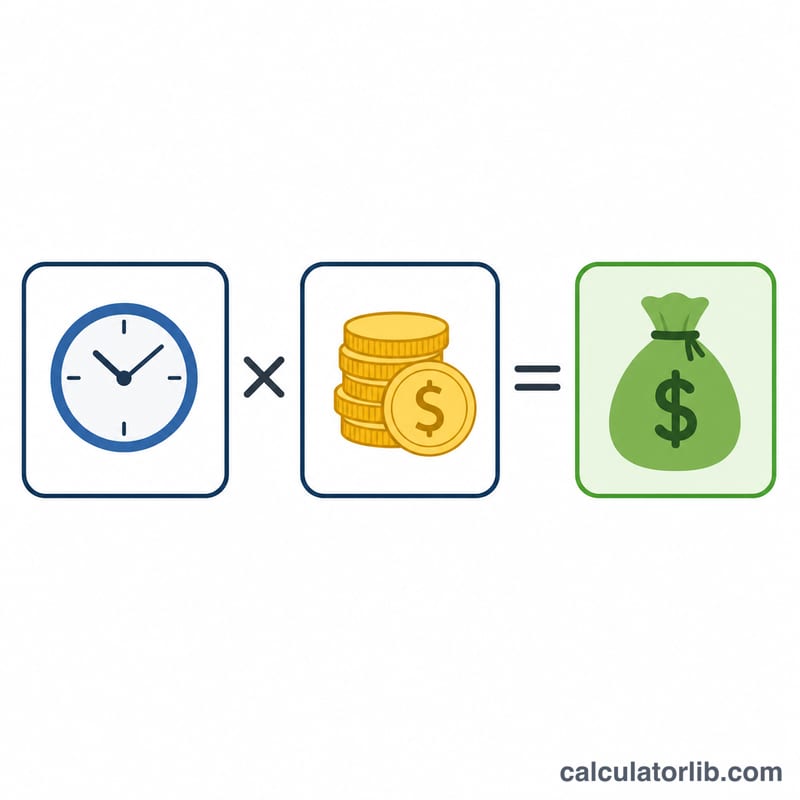 Diagrama que muestra horas no pagadas multiplicadas por la tarifa por hora igual al valor no remunerado
