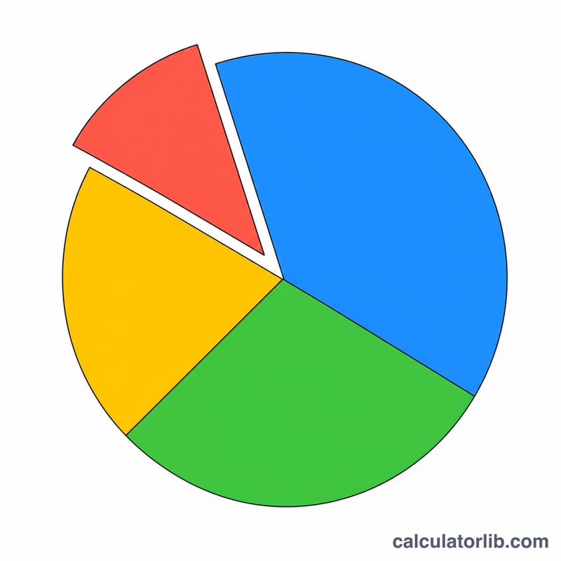 Pie chart with one highlighted slice representing a value's share of the whole