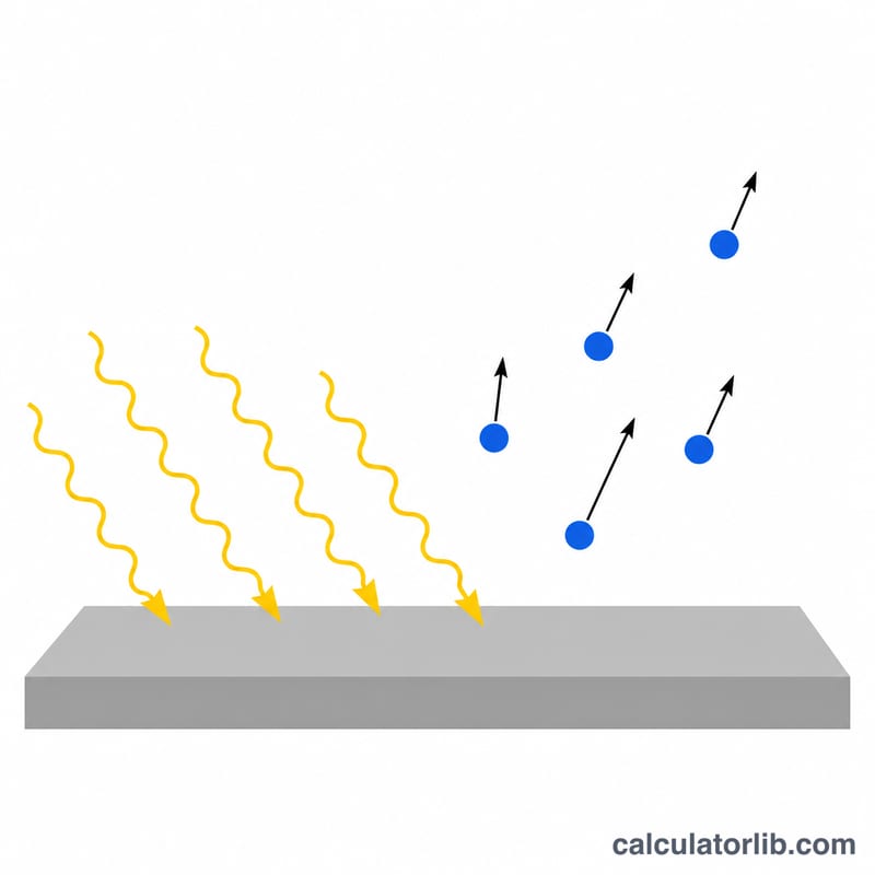 Photons striking a metal surface and ejecting electrons