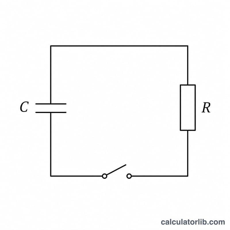 Circuito RC simple con un capacitor cargado descargándose a través de una resistencia