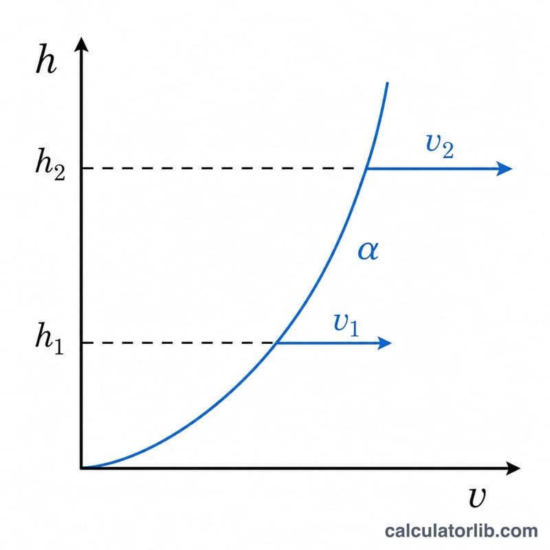Wind speed profile increasing with height following a power-law curve