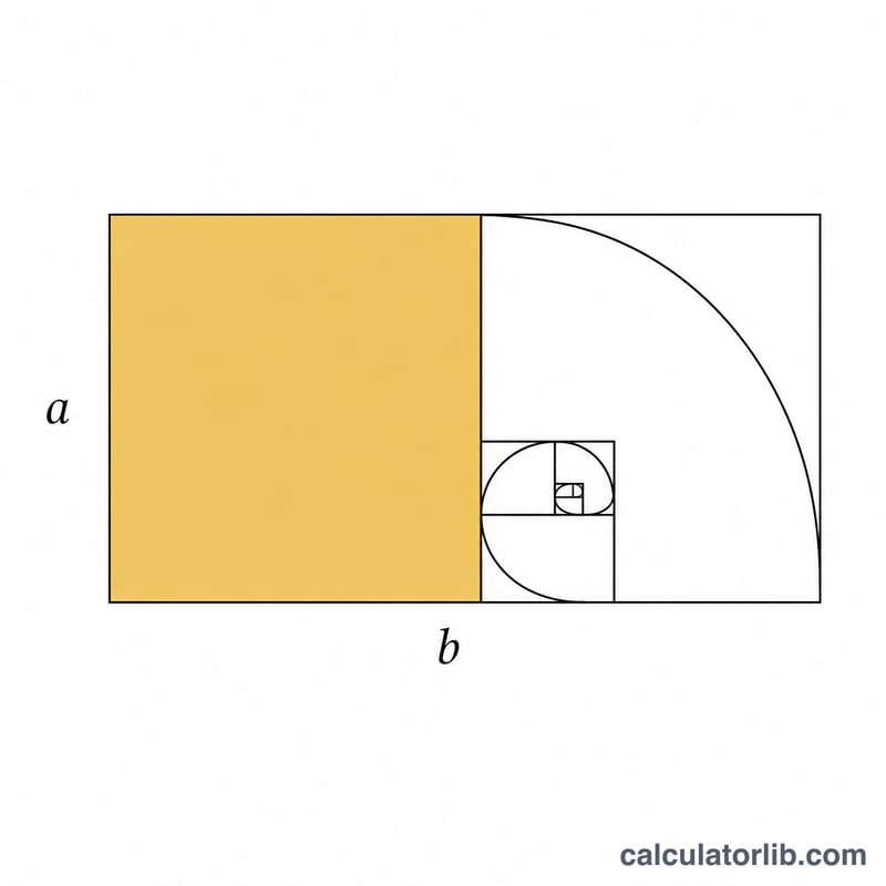 Golden rectangle with short side a and long side b divided into a square and a smaller similar rectangle