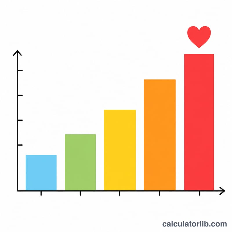 Horizontal bar showing five heart rate training zones as colored segments rising from low to maximum intensity
