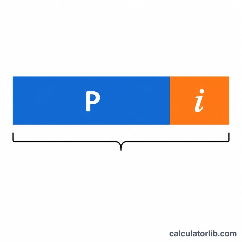 Bar split into principal and interest showing total loan cost